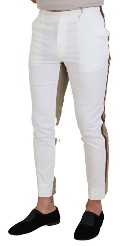 Dolce &amp; gabbana pantalon en coton bicolore blanc et marron