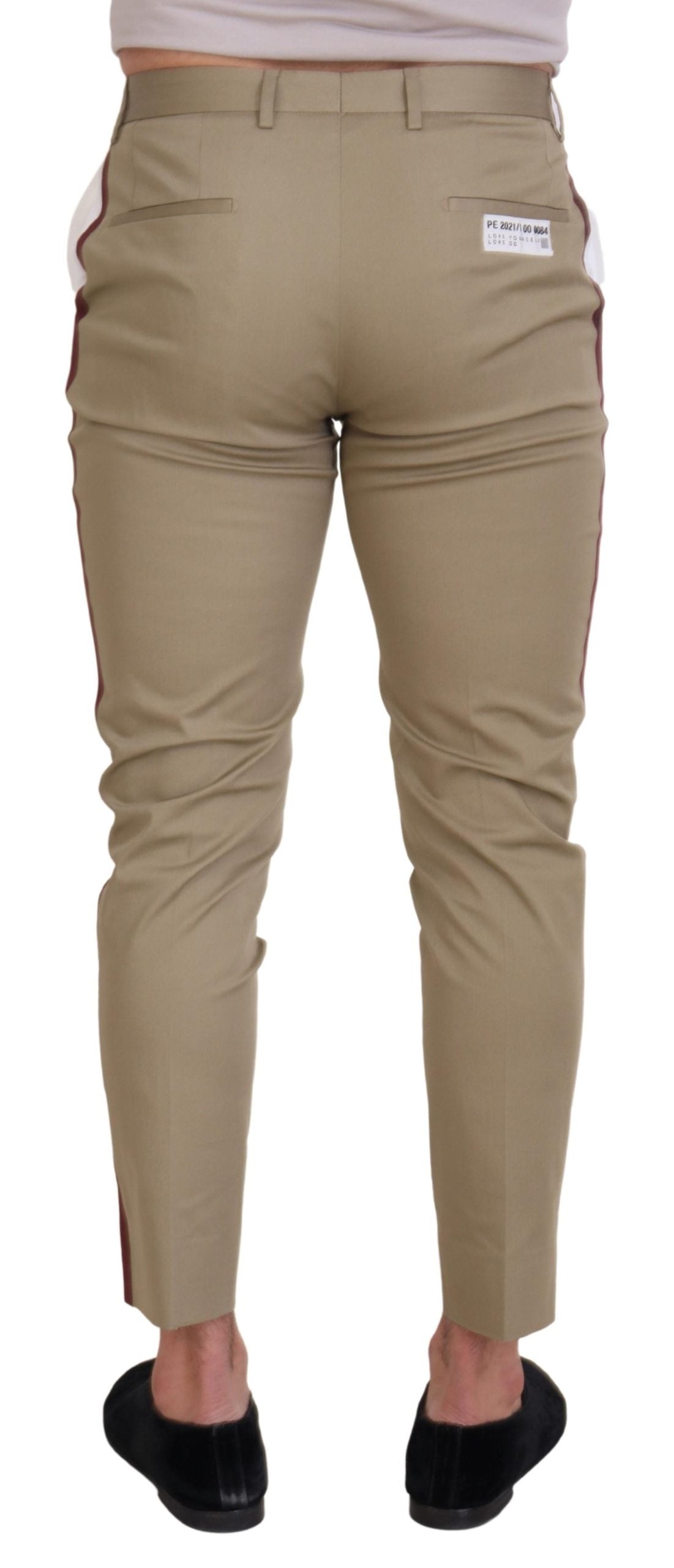 Dolce &amp; gabbana pantalon en coton bicolore blanc et marron