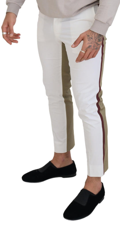 Dolce &amp; gabbana pantalon en coton bicolore blanc et marron