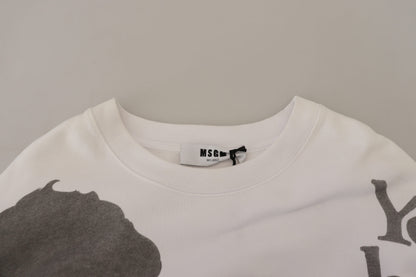 Pull col rond en coton blanc Msgm