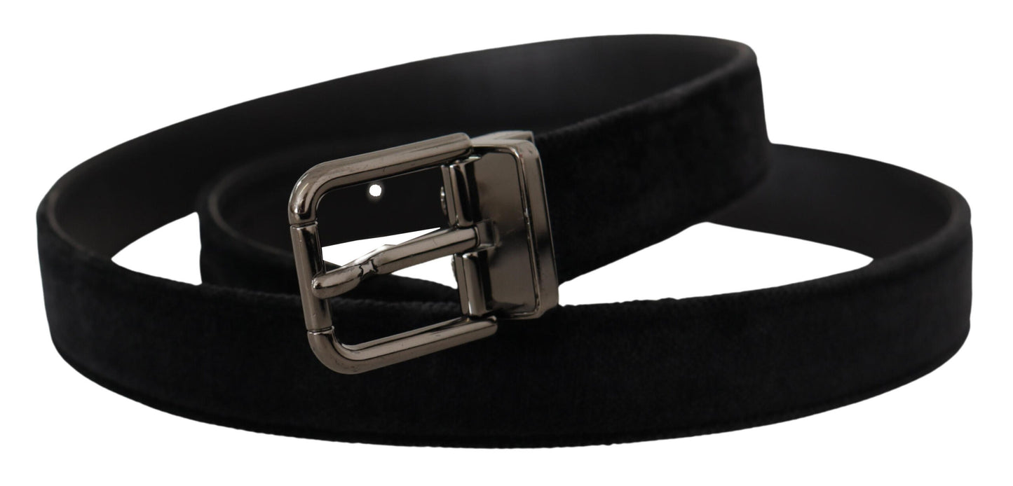 Ceinture en cuir noir Dolce &amp; Gabbana avec boucle argentée