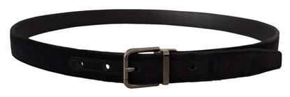 Ceinture en cuir noir Dolce &amp; Gabbana avec boucle argentée