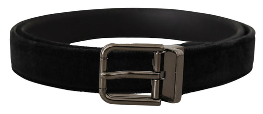 Ceinture en cuir noir Dolce &amp; Gabbana avec boucle argentée