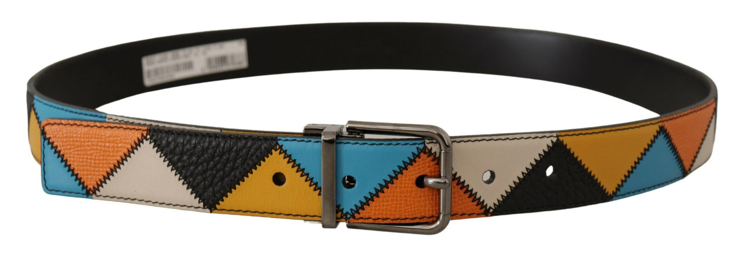 Ceinture en cuir multicolore Dolce &amp; gabbana avec boucle argentée