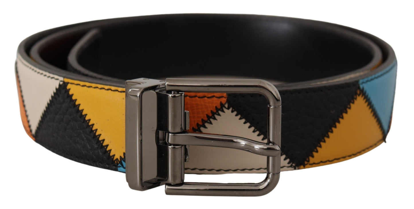 Ceinture en cuir multicolore Dolce &amp; gabbana avec boucle argentée