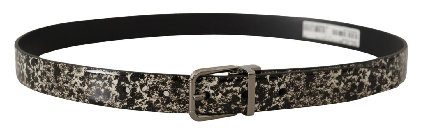 Ceinture en cuir imprimé marbre noir Dolce &amp; gabbana