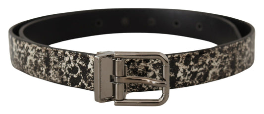 Ceinture en cuir imprimé marbre noir Dolce &amp; gabbana