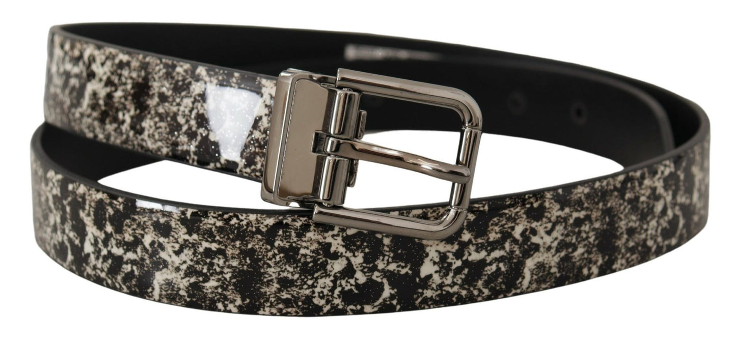 Ceinture en cuir imprimé marbre noir Dolce &amp; gabbana