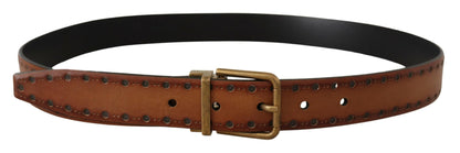 Ceinture en cuir marron Dolce &amp; gabbana avec boucle en laiton