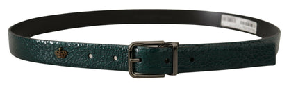 Ceinture en cuir vert Dolce &amp; gabbana avec boucle argentée