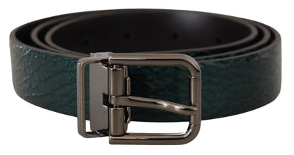 Ceinture en cuir vert Dolce &amp; gabbana avec boucle argentée