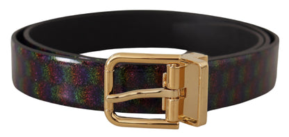 Ceinture en cuir Vernice Dolce &amp; Gabbana avec boucle argentée