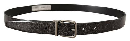 Ceinture élégante en cuir gros-grain Dolce &amp; gabbana avec boucle en métal