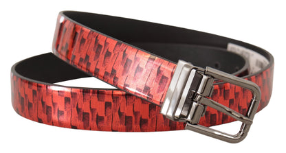 Ceinture en cuir rouge Dolce &amp; gabbana avec boucle argentée