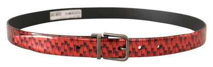 Ceinture en cuir rouge Dolce &amp; gabbana avec boucle argentée