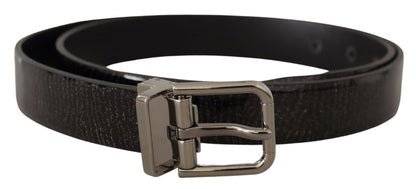 Ceinture en cuir noir Dolce &amp; gabbana avec boucle argentée