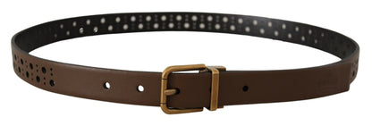 Ceinture en cuir marron Dolce &amp; gabbana avec boucle dorée