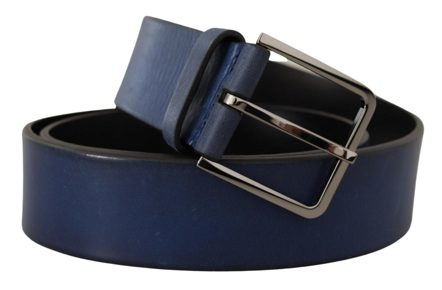 Ceinture en cuir bleu Dolce &amp; gabbana avec boucle argentée