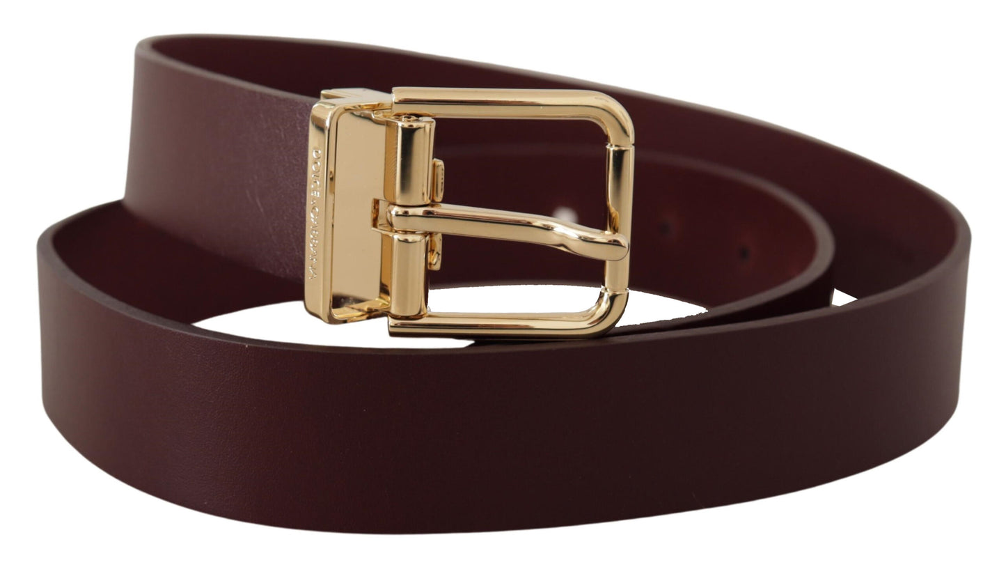 Ceinture en cuir marron Dolce &amp; gabbana avec boucle dorée