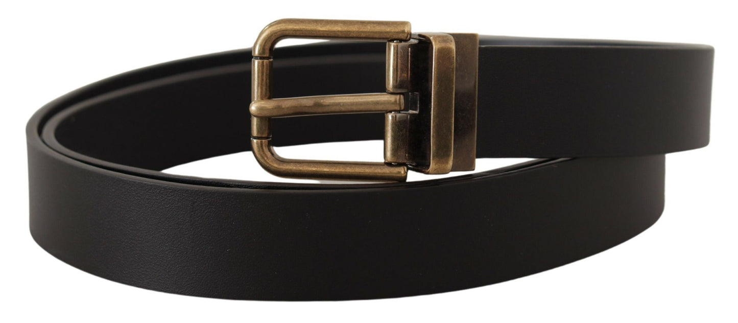 Ceinture en cuir noir Dolce &amp; gabbana avec boucle vintage