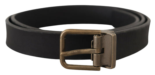 Ceinture en cuir noir Dolce &amp; gabbana avec boucle en métal vintage