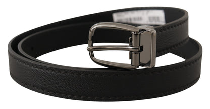 Dolce & Gabbana Elegant Black Leather Belt with Metal Buckle