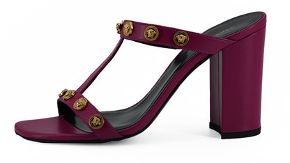 Sandales hautes en cuir de veau violet Versace