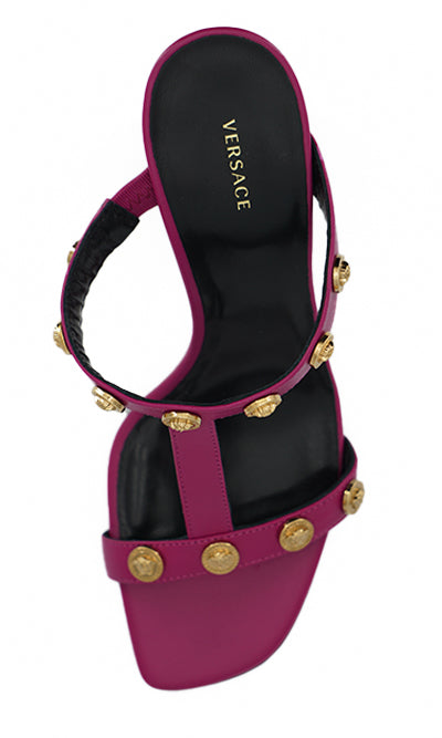 Sandales hautes en cuir de veau violet Versace