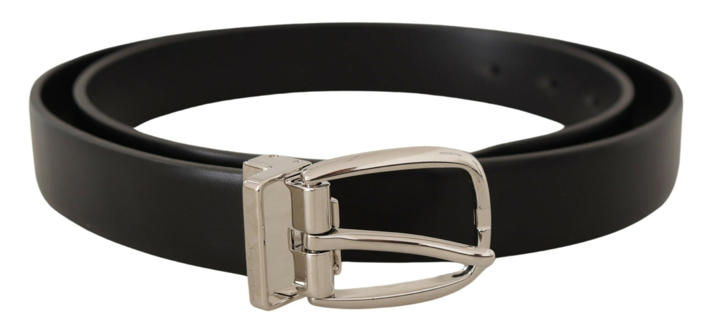 Dolce & Gabbana Elegant Black Leather Belt with Metal Buckle