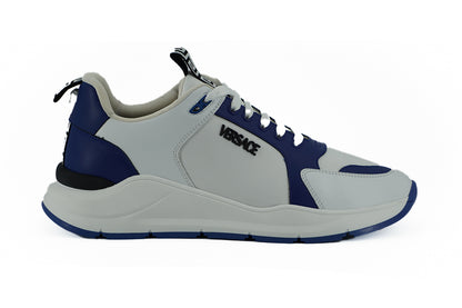 Zapatillas Versace de piel de becerro azul y blanca