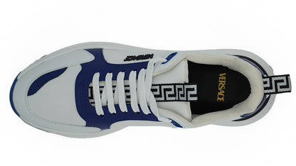 Zapatillas Versace de piel de becerro azul y blanca