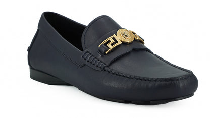 Versace Zapatos mocasines de piel de becerro azul marino