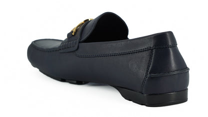 Mocassins Versace en cuir de veau bleu marine