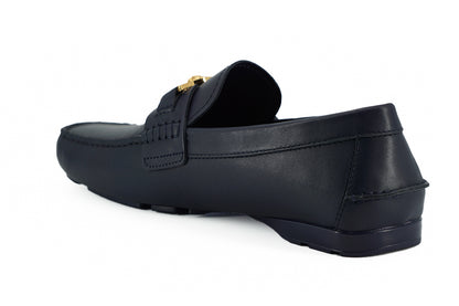 Mocassins Versace en cuir de veau bleu marine