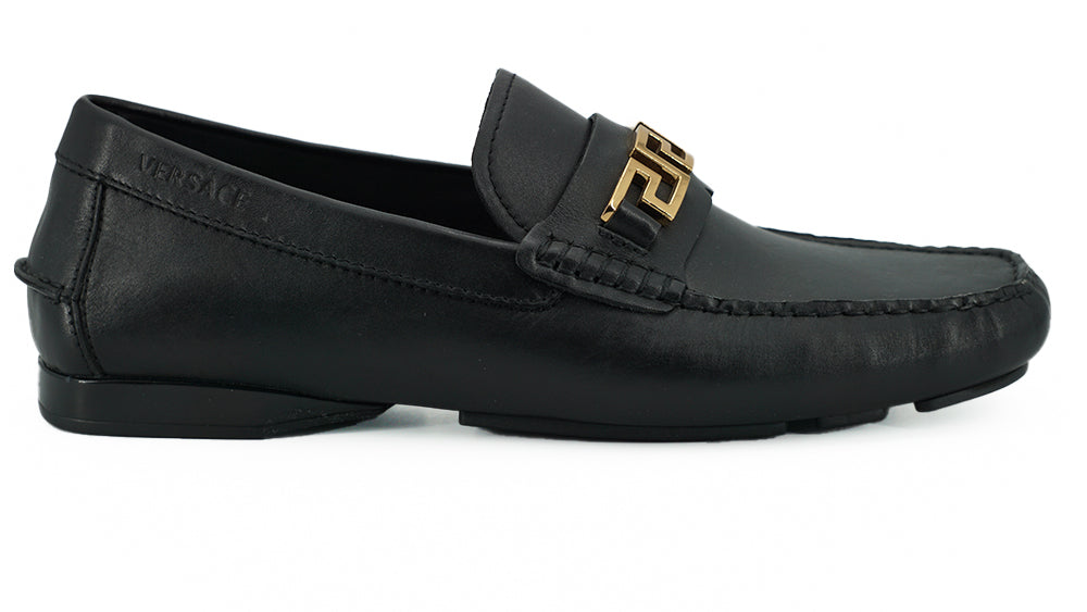 Mocassins homme en cuir de veau noir Versace