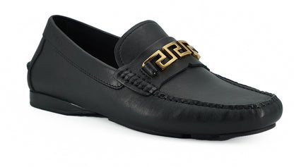 Versace Zapatos mocasines de piel de becerro negros