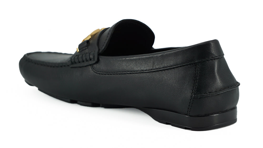 Mocassins homme en cuir de veau noir Versace