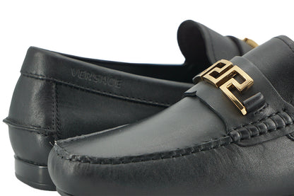 Versace Zapatos mocasines de piel de becerro negros