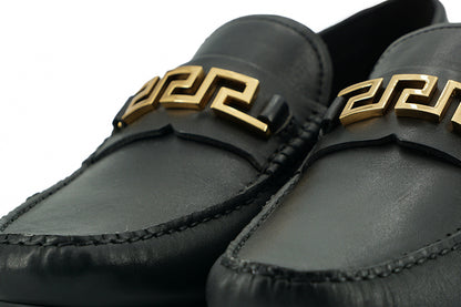 Versace Zapatos mocasines de piel de becerro negros