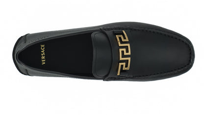 Mocassins homme en cuir de veau noir Versace