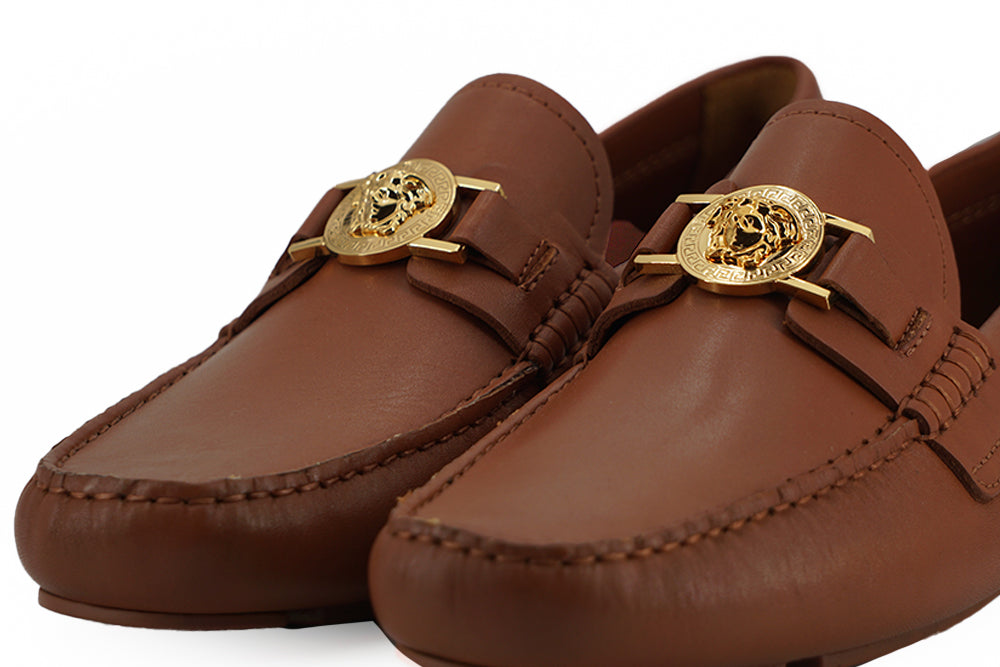 Mocassins en cuir embossé Medusa Versace