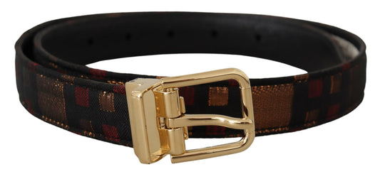 Ceinture en cuir multicolore Dolce &amp; gabbana avec boucle dorée