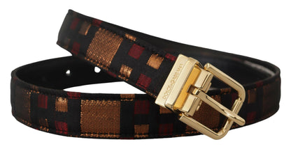 Ceinture en cuir multicolore Dolce &amp; gabbana avec boucle dorée