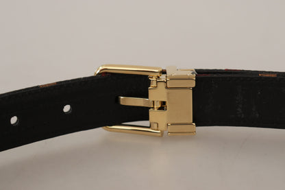 Ceinture en cuir multicolore Dolce &amp; gabbana avec boucle dorée