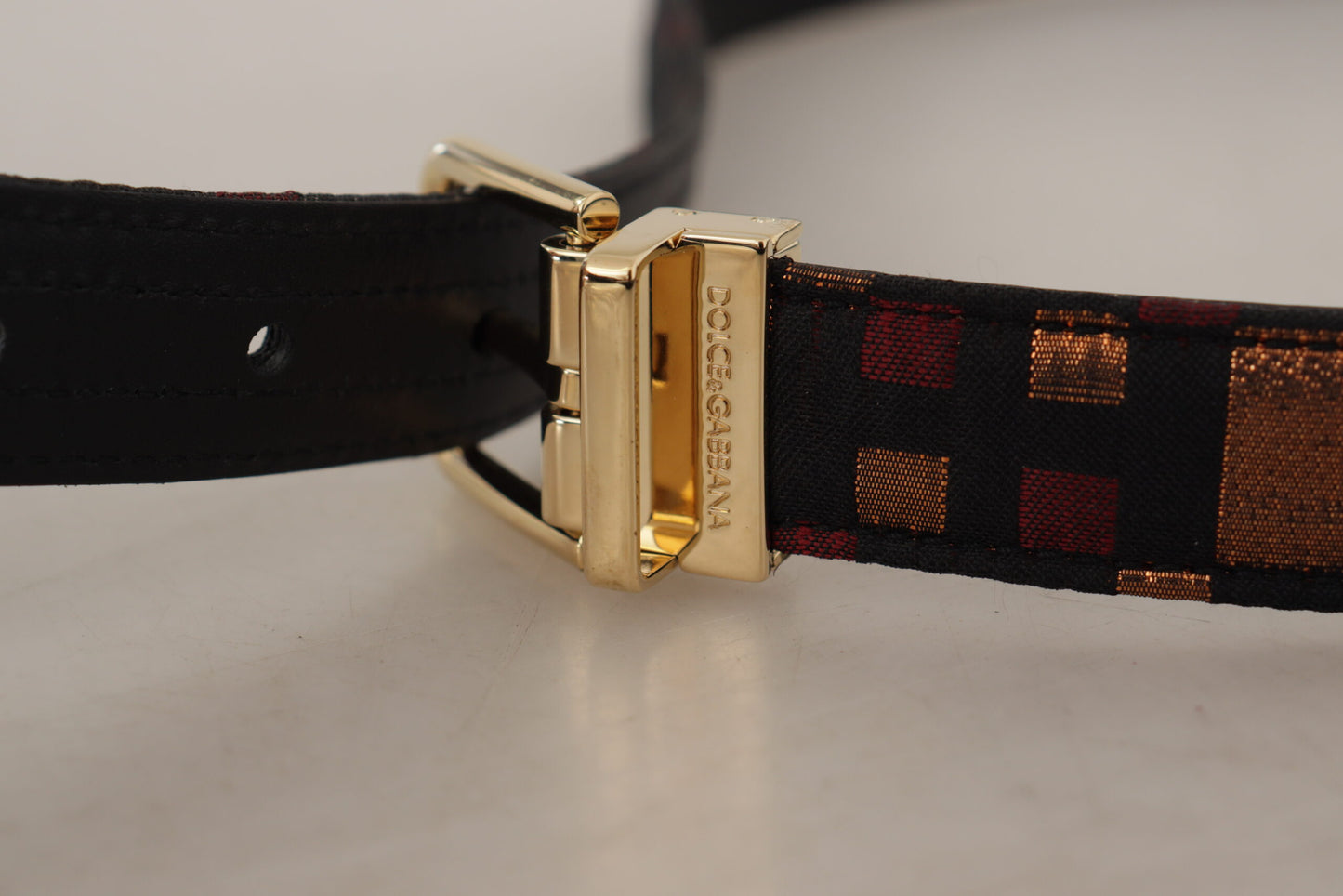 Dolce & Gabbana Multicolor Leather Belt with Gold Buckle