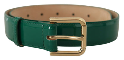 Ceinture en cuir vert Dolce &amp; gabbana avec boucle dorée