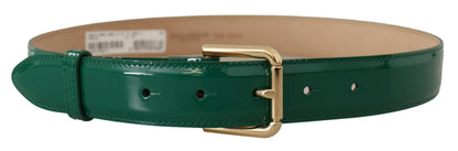 Ceinture en cuir vert Dolce &amp; gabbana avec boucle dorée