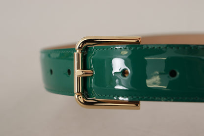 Ceinture en cuir vert Dolce &amp; gabbana avec boucle dorée