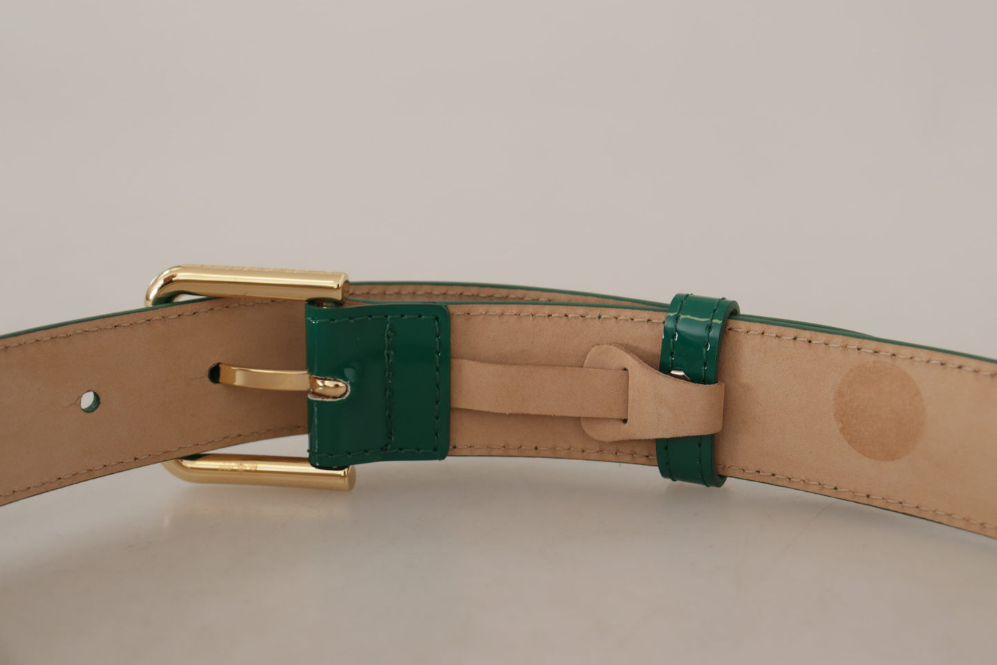 Ceinture en cuir vert Dolce &amp; gabbana avec boucle dorée