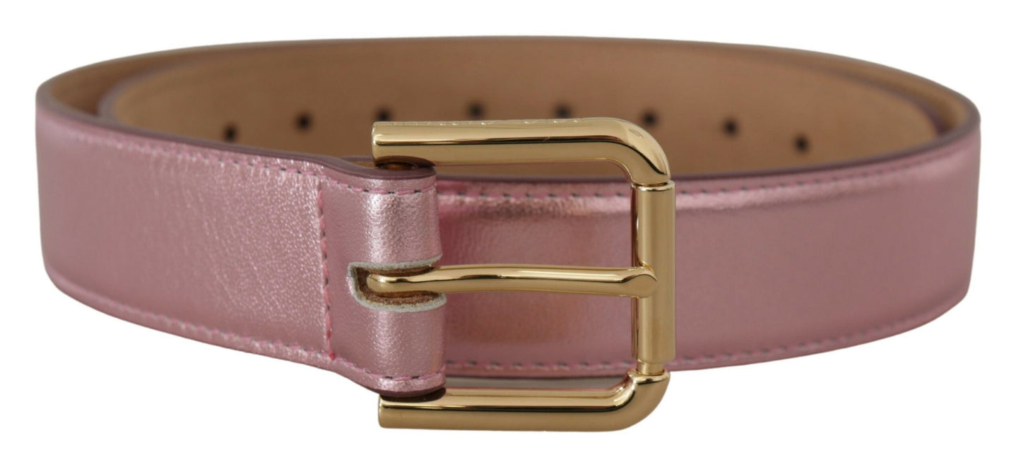 Ceinture en cuir rose métallisé Dolce &amp; Gabbana